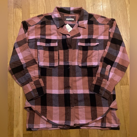 Free People Izzy Plaid Flannel Cargo Shirt In Red Brick Combo - Picture 3 of 7
